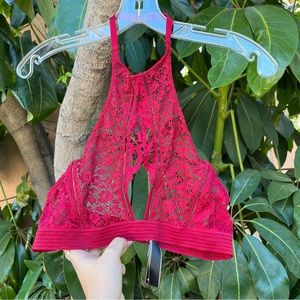 Victoria’s Secret red lace halter bra!